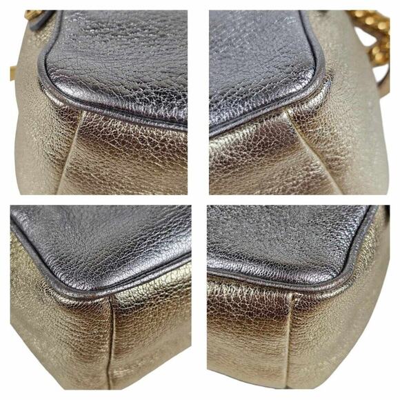 MIU MIU Metallic Silver and Gold Leather Crossbody Camera Bag Chain Strap Rare - Picture 11 of 16
